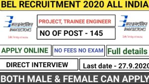 Latest BEL recruitment for project engineers trainee engineers 2020