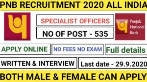 Punjab national bank 535 specialist recruitment 2020