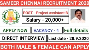 SAMEER recruitment for project management assistant-B 2020