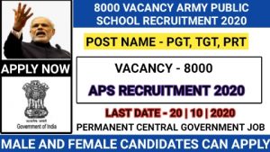 Army public school recruitment for PGT TGT PRT 2020