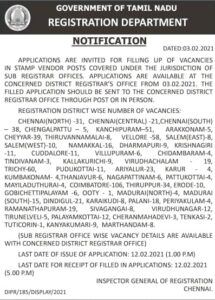 Tamilnadu Sub registrar offices recruitment 2021