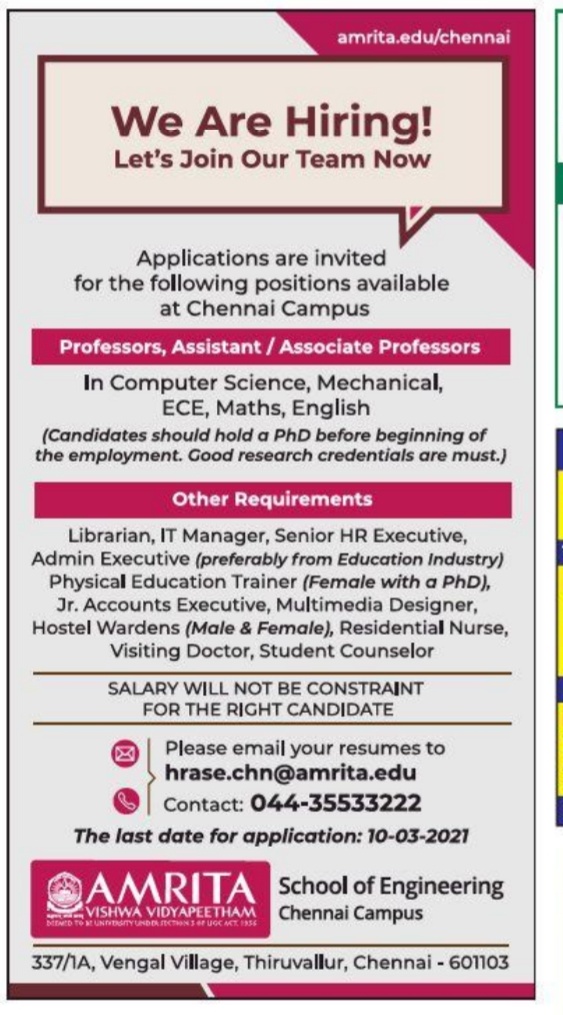 SRM University recruitment 2021