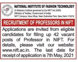 NIFT recruitment 2021