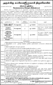 Subramaniyaswamy Temple Maruthamalai Recruitment 2021